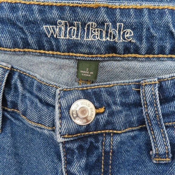 Wild Fable Womens 2 Medium Blue Wash Denim Jeans Distressed Raw Hem Cotton Blend - Picture 7 of 10